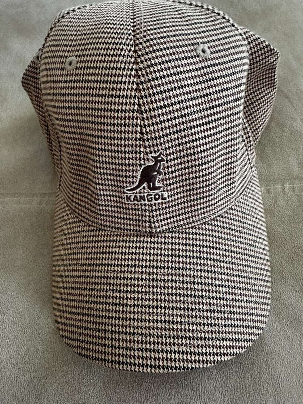 Vintage Kangol Houndstooth Flexfit Baseball Cap Hat L/XL